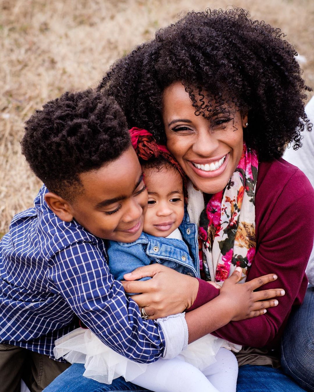 smiling mom with children